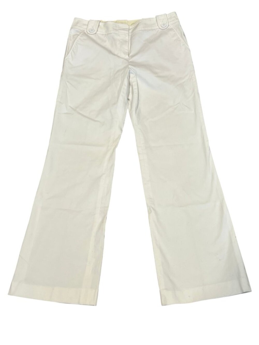 Tory Burch Wide Leg Tab Waist Pants, White, 8